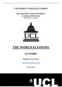 ECON0007 (The World Economy) Summary - UCL Economics BSc