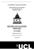 ECON0008 (History of Economic Thought) Summary - UCL Economics BSc