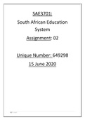 SAE3701:  South African Education System Assignment 2
