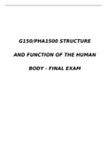 G150 PHA1500 STRUCTURE AND FUNCTION OF THE HUMAN BODY - FINAL EXAM- DOWNLOAD FOR BEST EXAM GRADES