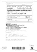 Edexcel Level 3 GCE English Language and Literature 2018 paper 1