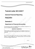 Summary  FAC 3701 Tutorial Letter General Financial Reporting Department of Financial Accounting