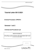  882186 Summary  CPR 3701 CPR3701 Tutorial Letter REAL ONE Criminal Procedure: CPR3701  ASSESSMENT CHANGES FOR 2021 ACADEMIC YEAR