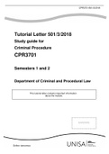 Summary  CPR 3701 Tutorial Letter 501/3/2021 Study guide for Criminal Procedure CPR3701 Semesters 1 and 2 Department of Criminal and Procedural Law