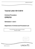 Summary  CPR 3701 Tutorial Letter 501/3/2019 Criminal Procedure CPR3701 Semesters 1 and 2 Department of Criminal and Procedural Law