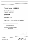 Summary  CMP 3701 Tutorial Letter 101/3/2016 Criminal Procedure: Trial and Post-Trial CMP3701 Semester 1 & 2 Department of Criminal and Procedural Law