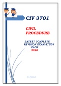 Exam (elaborations) CIV 3701 CIV 3701 - 2021 CIV 3701 CIVIL PROCEDURE LATEST COMPLETE REVISION EXAM STUDY PACK SEMESTER 1 – ASSIGNMENTS WITH MEM0S