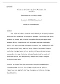EDUC518 Literature Review .docx  EDUC518  A study on Secondary Student s Motivation and its Effects  Department of Education, Liberty University EDUC518: Educational Research and Assessment   Abstract  This  paper includes a literature review relating to 