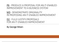 P6 - Propose an IT-enabled improvement to a business system, M3 - Propose an original IT-enabled improvement & D2 - Justify proposals for an IT-enabled improvement for Unit 4 - Impact of the Use of IT on Business Systems