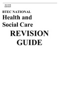 BTEC NATIONAL Health and  Social Care  REVISION GUIDE FOR DISTINCTION 