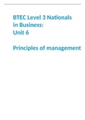 BTEC Level 3 Nationals in Business: Unit 6  Principles of management with worked example