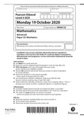 Mechanics Paper 3 Edexcel-2020 