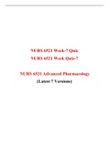 NURS 6521N/ NURS 6521 Week 7 Quiz Answer (Latest 7 Versions), NURS 6521 Advanced Pharmacology, Extremely Helpful, Completely Collections