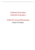 NURS 6521N/ NURS 6521 Week 6 Quiz Answer (Latest 4 Versions), NURS 6521 Advanced Pharmacology, Extremely Helpful, Completely Collections