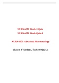 NURS 6521N/ NURS 6521 Week 1 Quiz Answer (Latest 4 Versions), NURS 6521 Advanced Pharmacology, Extremely Helpful, Completely Collections