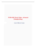 NURS 6501 Week 1 Quiz -(Latest 3 Versions), Advanced Pathophysiology
