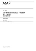 GCSE COMBINED SCIENCE: TRILOGY 8464/B/1H Biology Paper 1H Mark scheme 