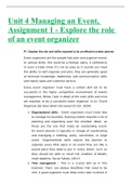 Unit 4 Managing an Event, Assignment 1 - Explore the role of an event organizer