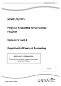 Financial Accounting for Companies FAC2601 Semesters 1 and 2