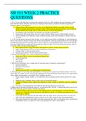 NR 511 WEEK 2 PRACTICE  QUESTIONS &vert; LATEST SOLUTION 