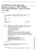 NUR 4870 Week 2 Quiz Informatics Questions & Answers – 2020 | NUR4870 Week 2 Quiz Informatics – Keiser University (A+ Grade)