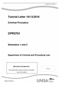 CPR3701 Semesters 1 and 2 Department of Criminal and Procedural Law