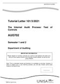 Tutorial Letter 101/3/2021 The Internal Audit Process: Test of  Controls AUI3702 Semester 1 and 2 
