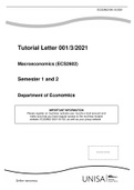 Tutorial Letter 001/3/2021 Macroeconomics (ECS2602) Semester 1 and 2 Department of Economics