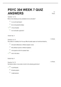 PSYC 304 WEEK 7 QUIZ  ANSWERS