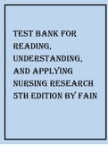 TEST BANK FOR READING&comma; UNDERSTANDING&comma; AND APPLYING NURSING RESEARCH 5TH EDITION BY FAIN