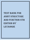 TEST BANK FOR JOINT STRUCTURE AND FUNCTION 6TH EDITION BY LEVANGIE