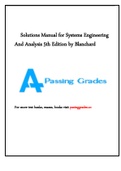 Solutions Manual for Systems Engineering And Analysis 5th Edition by Blanchard