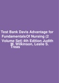 Test Bank Davis Advantage for  FundamentalsOf Nursing (2  Volume Set) 4th Edition Judith M. Wilkinson, Leslie S.  Treas