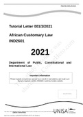 Tutorial Letter 001/3/2021 African Customary Law IND2601 2021 Department of Public, Constitutional and International Law