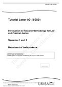 Tutorial Letter 001/3/2021 Introduction to Research Methodology for Law  and Criminal Justice Semester 1 and 2 Department of Jurisprudence