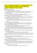 Nursing 202 Week 3- Worksheet: Chapters 5, 6, 9 (Linking theory with research & EBP; Quantitative research design: Key concepts; Qualitative research design