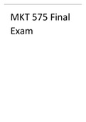 MKT 575 Final Exam(QUESTIONS AND ANSWERS)(GRADED A+)