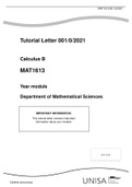 Tutorial Letter 001/0/2021 Calculus B MAT1613 Year module Department of Mathematical Sciences