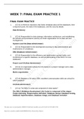 MIS564 Week 7 Practice Final Test- With Up to date Questions & Answers