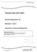 Tutorial Letter 001/3/2021 Business Management 1B Semester 1 and 2 (MOST RECOMENDED 2021 LEETER)