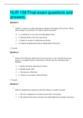 NUR 108 Final exam questions and  answers&period;