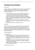 Feminism key thinkers for A level