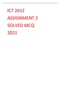 ICT 2612 2021 Assignment 2 Solved MCQ Questions and Answers