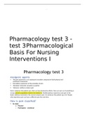 Pharmacology test 3 - test 3 Pharmacological Basis For Nursing Interventions I