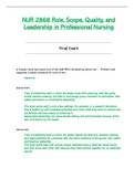 NUR 2868 &sol; NUR2868 Final Exam &lpar;Latest 2021 &sol; 2022&rpar;&colon; Role&comma; Scope&comma; Quality & Leadership in Professional Nursing - Rasmussen