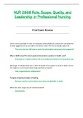 NUR 2868 &sol; NUR2868 Final Exam Review &lpar;Latest 2021 &sol; 2022&rpar;&colon; Role&comma; Scope&comma; Quality & Leadership in Professional Nursing - Rasmussen