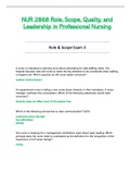 NUR 2868 &sol; NUR2868 Exam 3 &lpar;Latest 2021&rpar;&colon; Role&comma; Scope&comma; Quality & Leadership in Professional Nursing - Rasmussen
