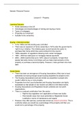Property - PERSONAL FINANCE - Lecture 6 notes 