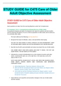STUDY GUIDE for C475 Care of Older Adult Objective Assessment
