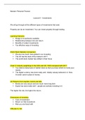Investments - PERSONAL FINANCE - Lecture 8 notes
